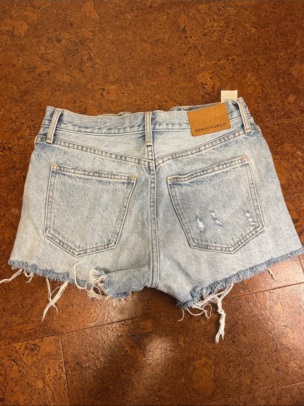 Denim Forum Light Wash High-Rise Distressed Jean Shorts